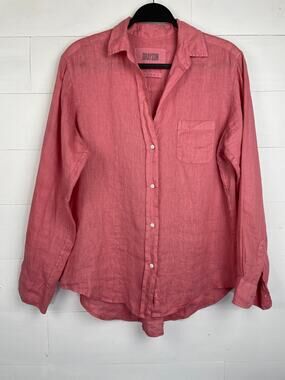 • Grayson The Hero Button Down Shirt Women 02 S Rose Pink 100% Linen Relaxed